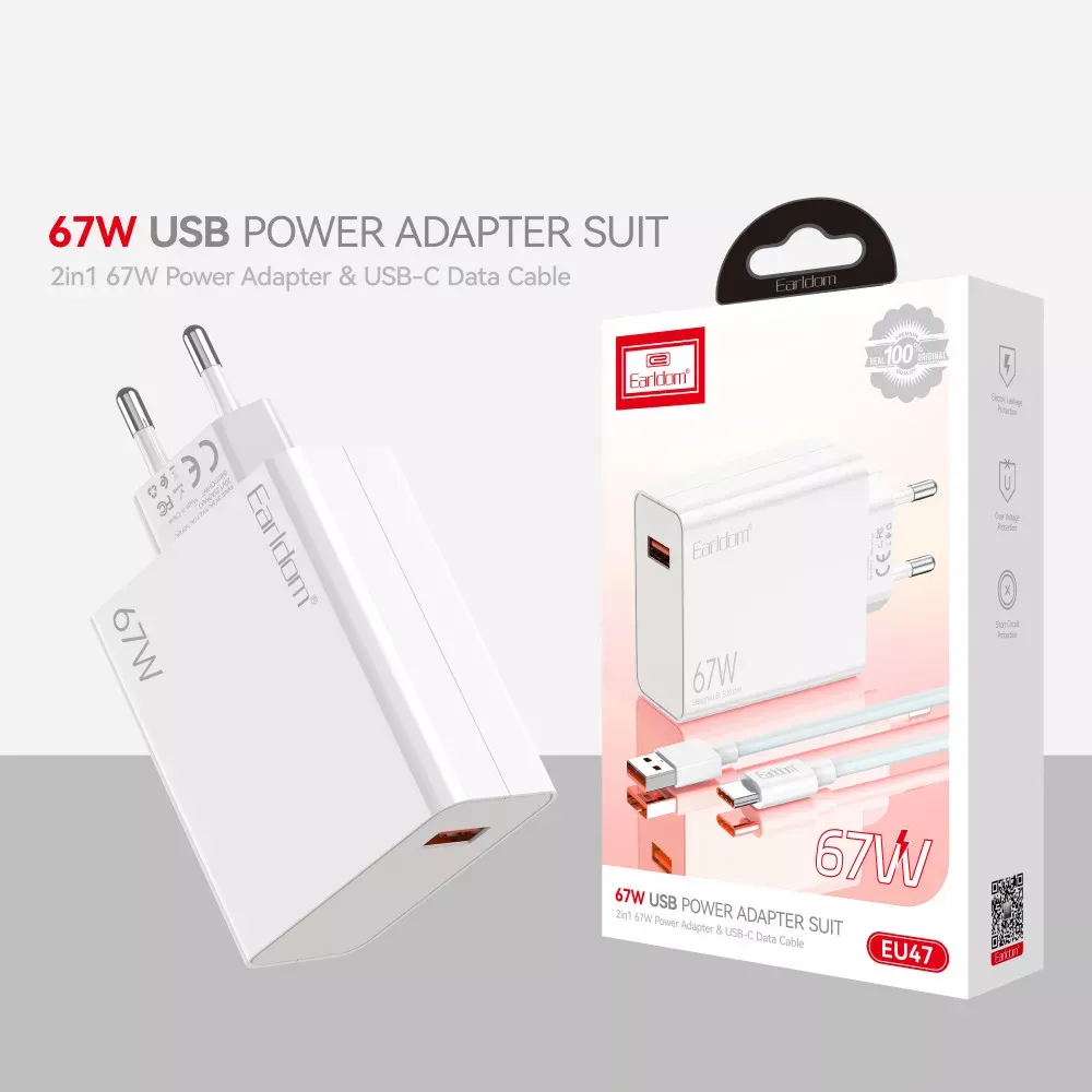 Home Charger | 67W | PD | USB C Cable — Earldom ES-EU47 — фото 3