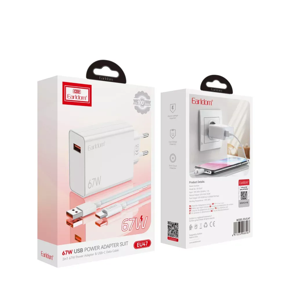 Home Charger | 67W | PD | USB C Cable — Earldom ES-EU47 — фото 4