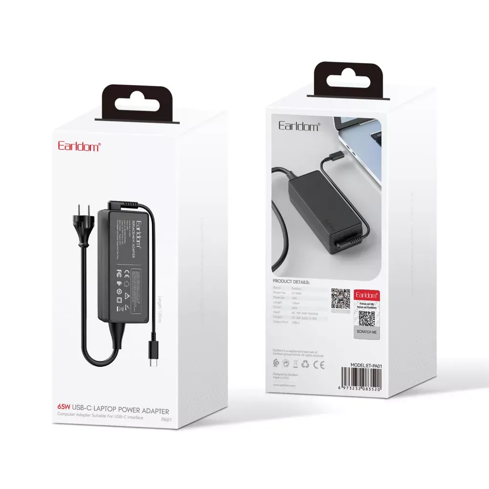 Adapter USB C To Laptop power 65 Watt Earldom ET-PA01 UK — фото 8