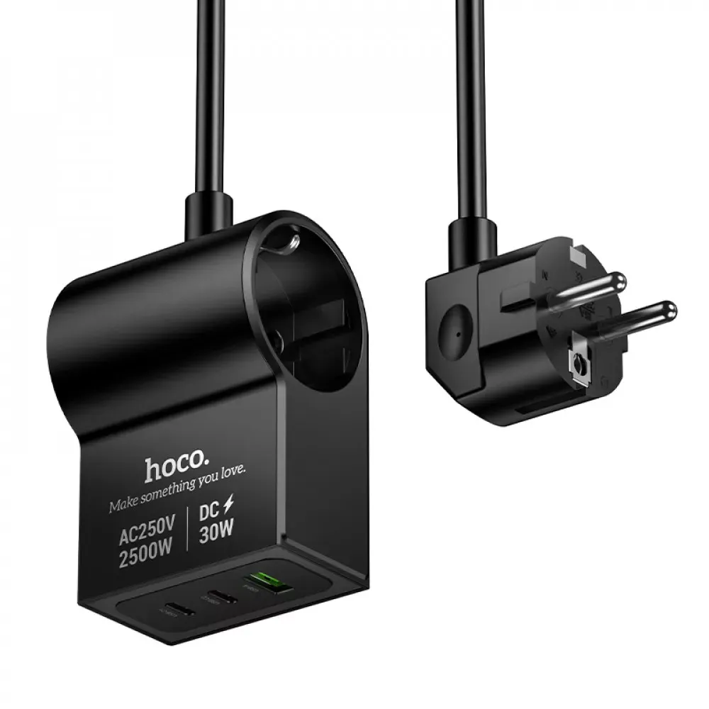 Мережевий фільтр 2500W 1U | 1P | 2C 30W | 1.5m — Hoco AC33 — Hoco