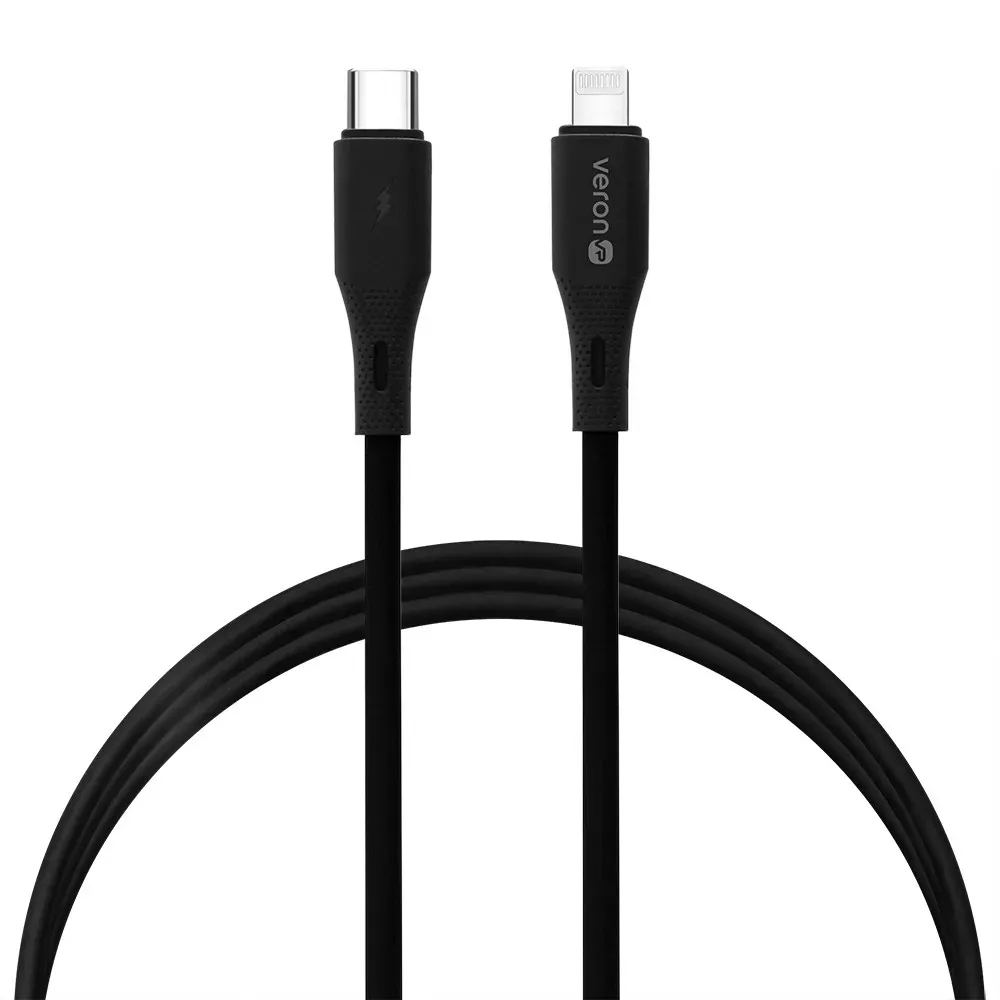 Silicone Cable USB C to Lightning 27W PD (1m) — Veron CL-X82 — Black — VERON