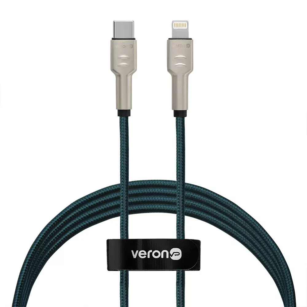 Кабель USB C to Lightning 20W PD (1m) Veron CL04 Nylon — Black — VERON