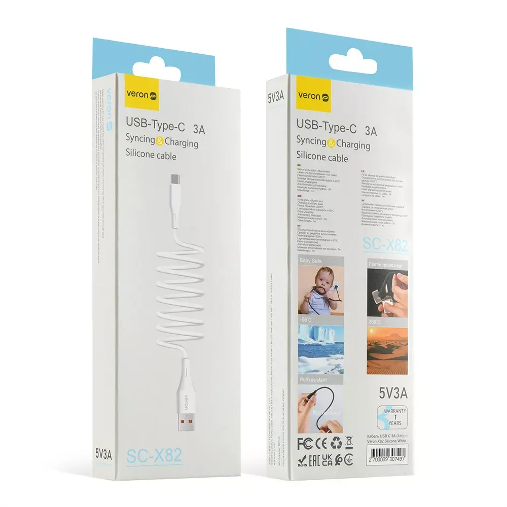 Silicone Cable USB C 3A — Veron SC-X82 — White — фото 3