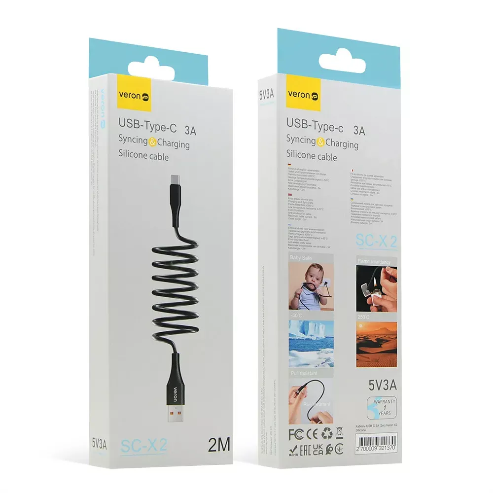 Кабель USB C 3A Veron X2 Silicone — фото 3