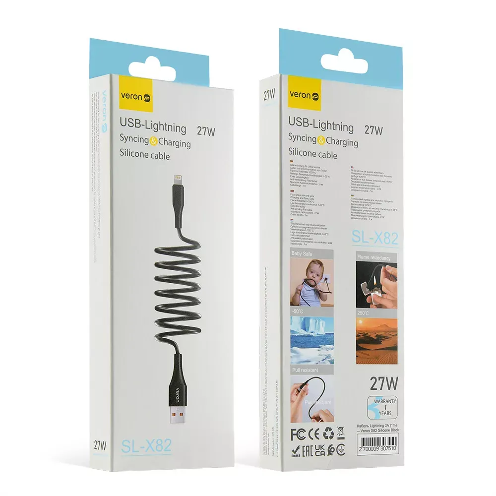 Silicone Cable Lightning 27W — Veron SL-X82 — Black — фото 3