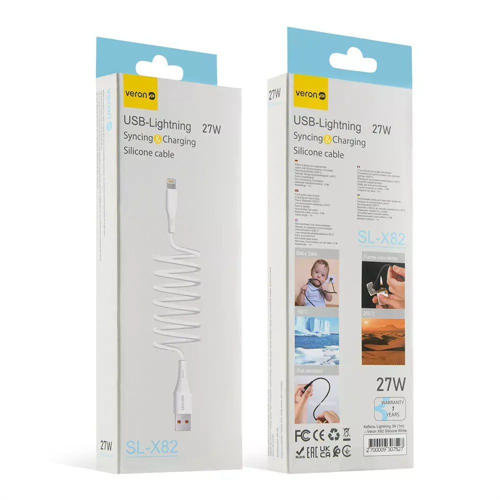 Silicone Cable Lightning 27W — Veron SL-X82 — White — фото 4