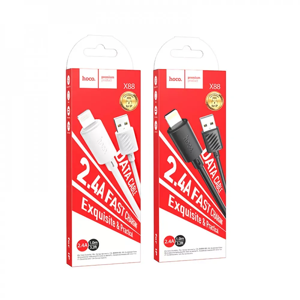 Кабель Lightning 2.4A Hoco X88 — Black — фото 3