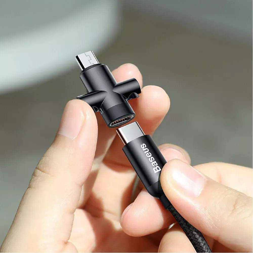 Кабель 2 in 1 2.4A — Baseus U-shaped Portable data Black — фото 5