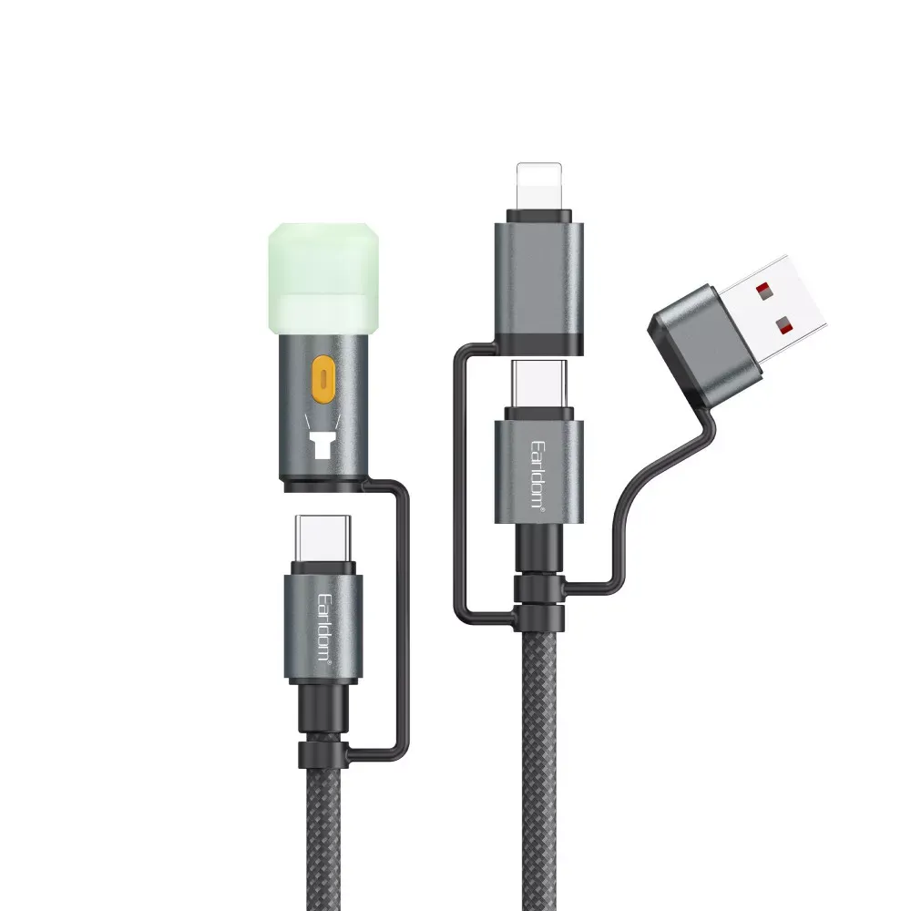 Led Lightning Cable 6 in 1 ( USB, L, С ) 60Watt (1.2m) — Earldom EC-IC03 — Earldom