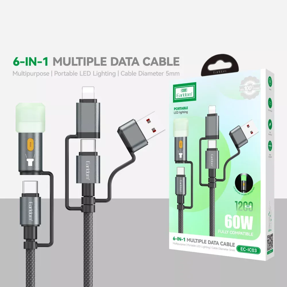 Led Lightning Cable 6 in 1 60Watt — Earldom EC-IC03 — фото 3