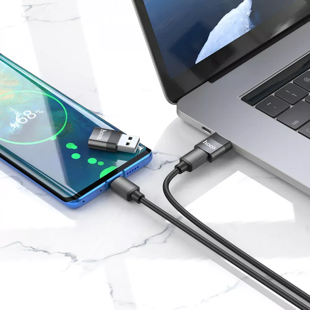 Adapter USB A To USB C Hoco UA17 — Black — фото 6