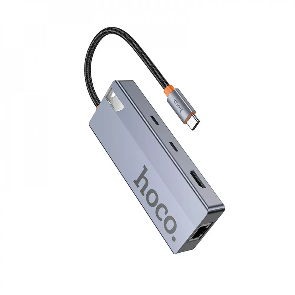 HUB USB C To HDTV / RJ45 / SD/TF / PD / Type-C3.0 2USB — Hoco HB52 — фото 4