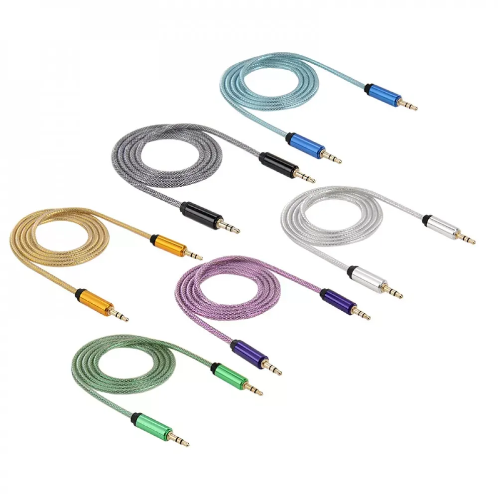 Кабель Aux (Male to Male) (1m) Mesh Metal MultiColor — Различные