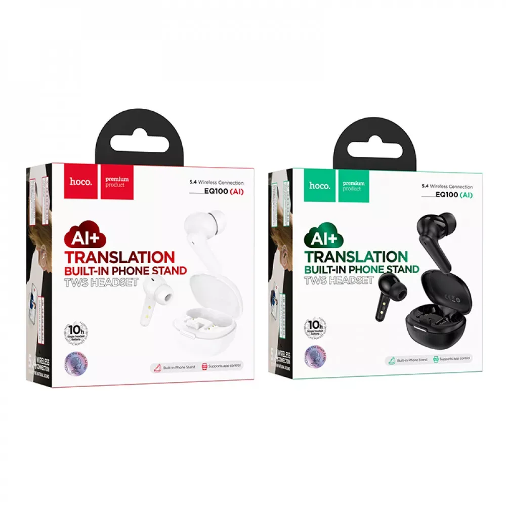 Bluetooth гарнітура TWS Hoco EQ100 — Black — фото 3