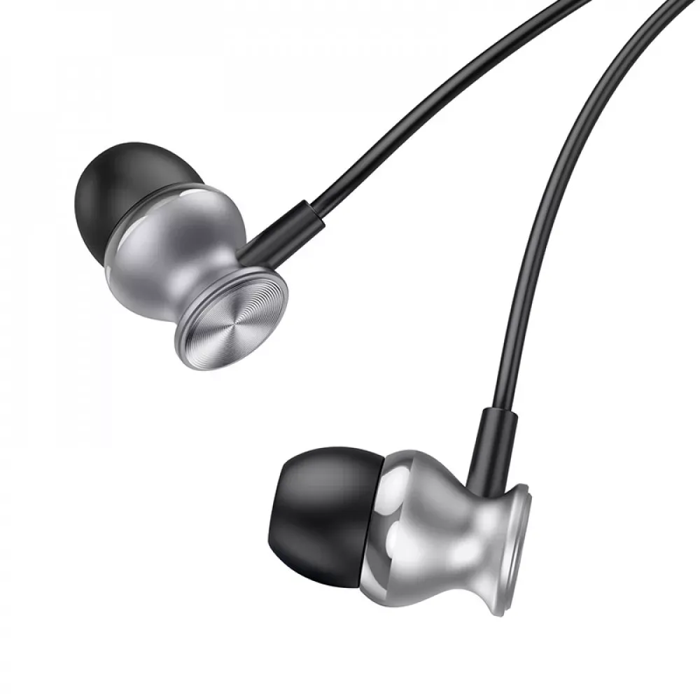 3.5 mm Earphones With Mic —Hoco M106 — Metal Gray — Hoco