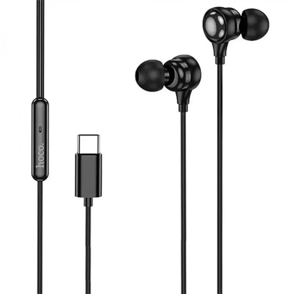 3.5mm Earphones With Mic — Hoco M117 — Black — Hoco