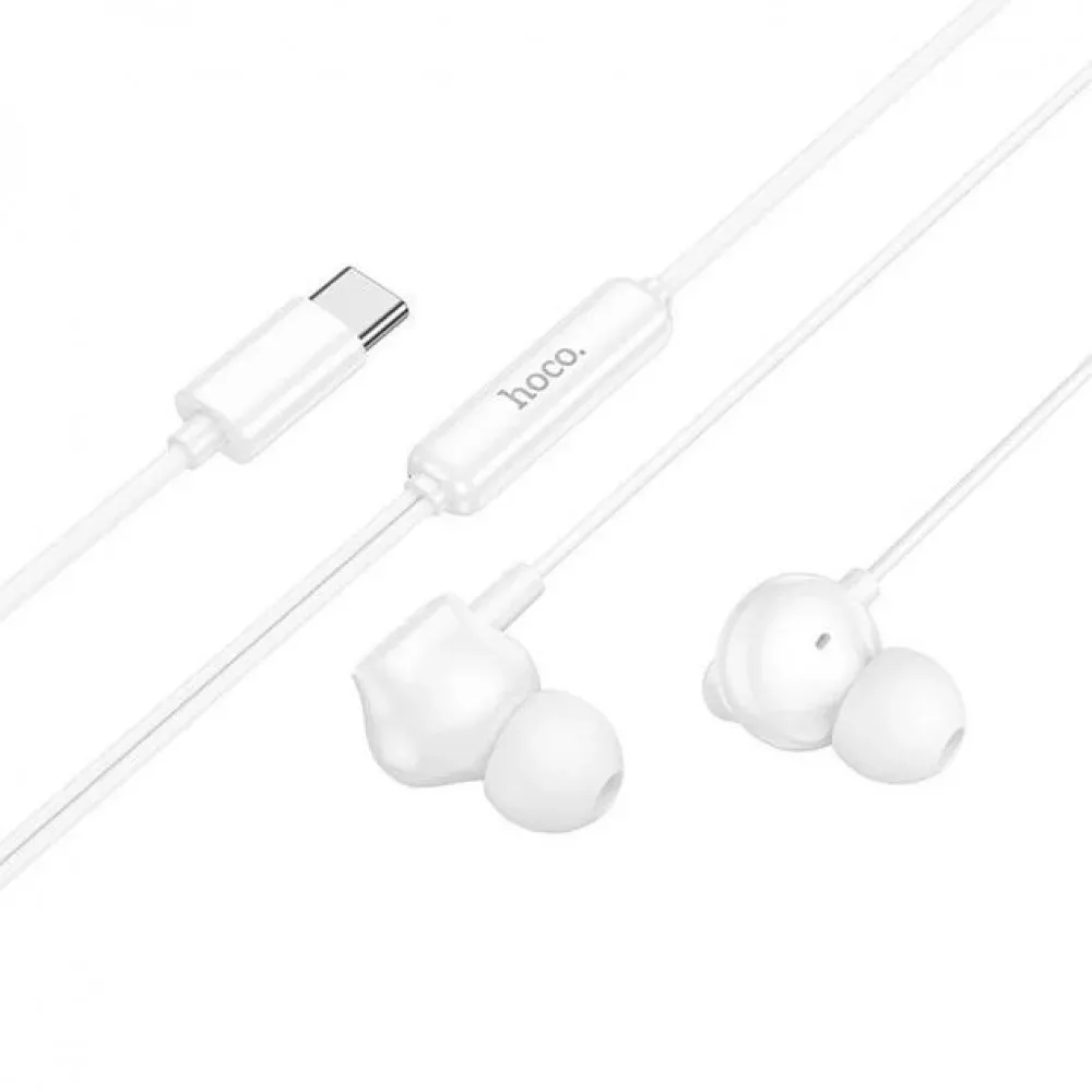 3.5mm Earphones With Mic — Hoco M117 — White — Hoco