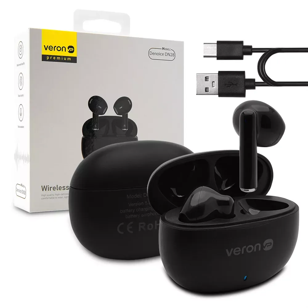 Bluetooth гарнітура TWS Veron - DN28 ANC Denoice — Black — фото 4