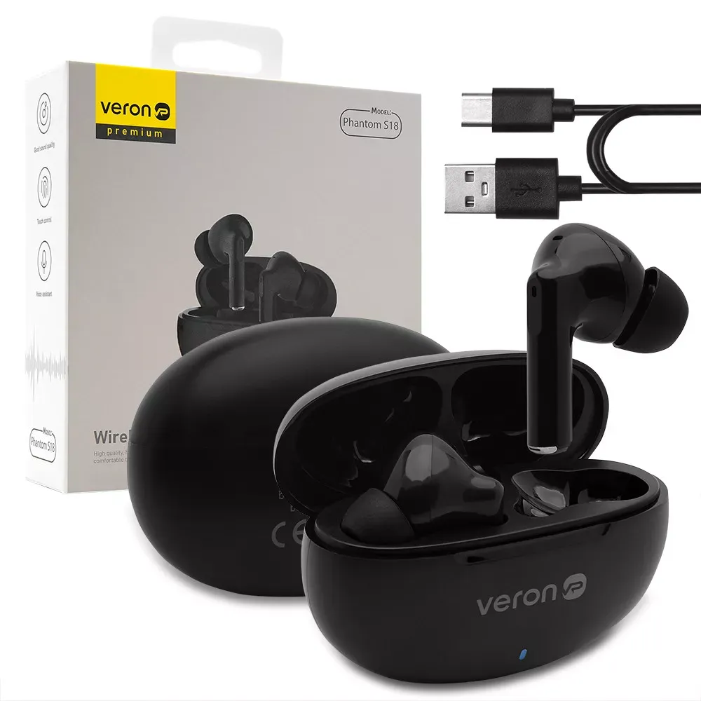 TWS Bluetooth Headset Veron S18 Phantom — Black — фото 4