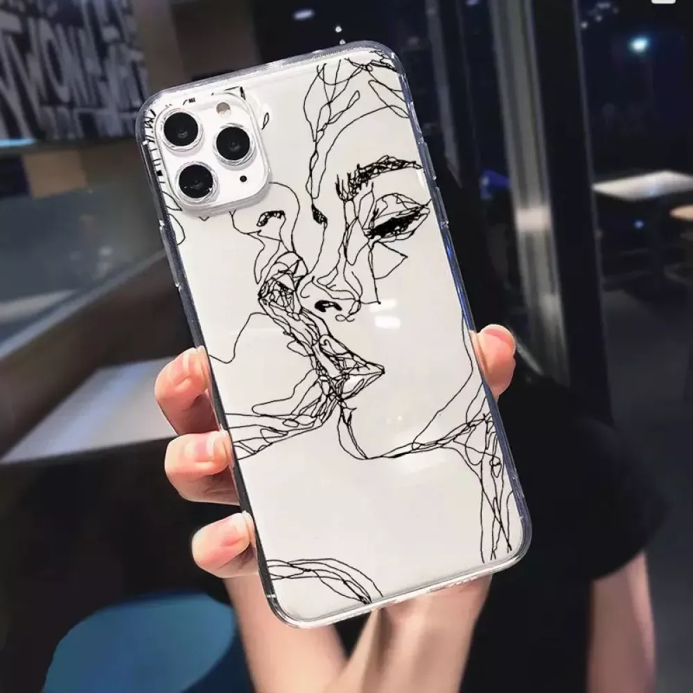 Abstract geometric art line TPU case iPhone 13 Pro Max 6.7 — Heart 1 — фото 3