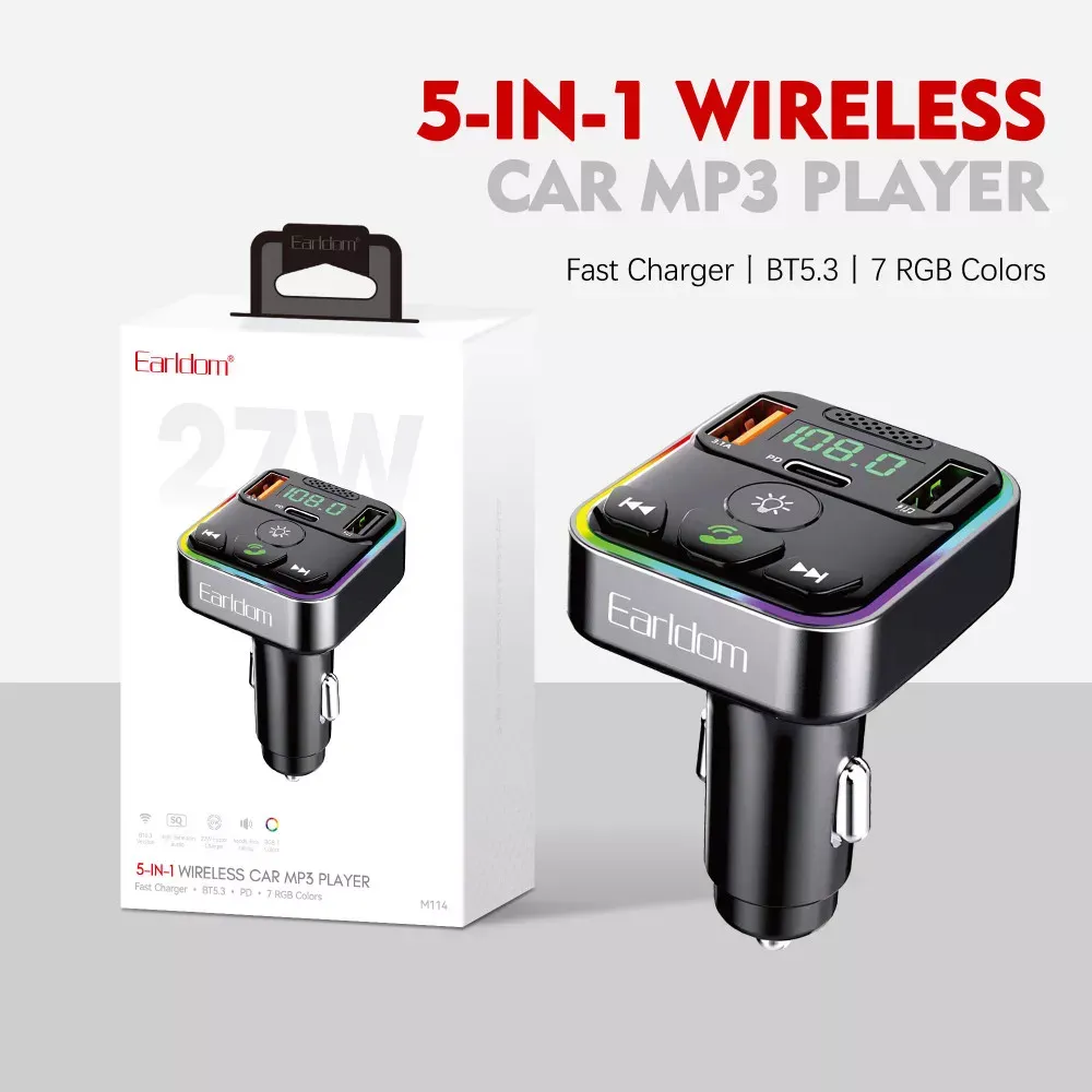 Fm Modulator MP3 | Car Charger | 3.0A | 2U | 1C — Earldom ET-M114 — фото 3