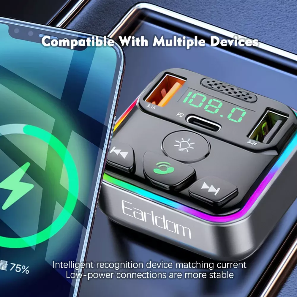 Fm Modulator MP3 | Car Charger | 3.0A | 2U | 1C — Earldom ET-M114 — фото 7