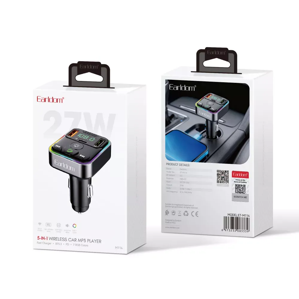 Fm Modulator MP3 | Car Charger | 3.0A | 2U | 1C — Earldom ET-M114 — фото 9