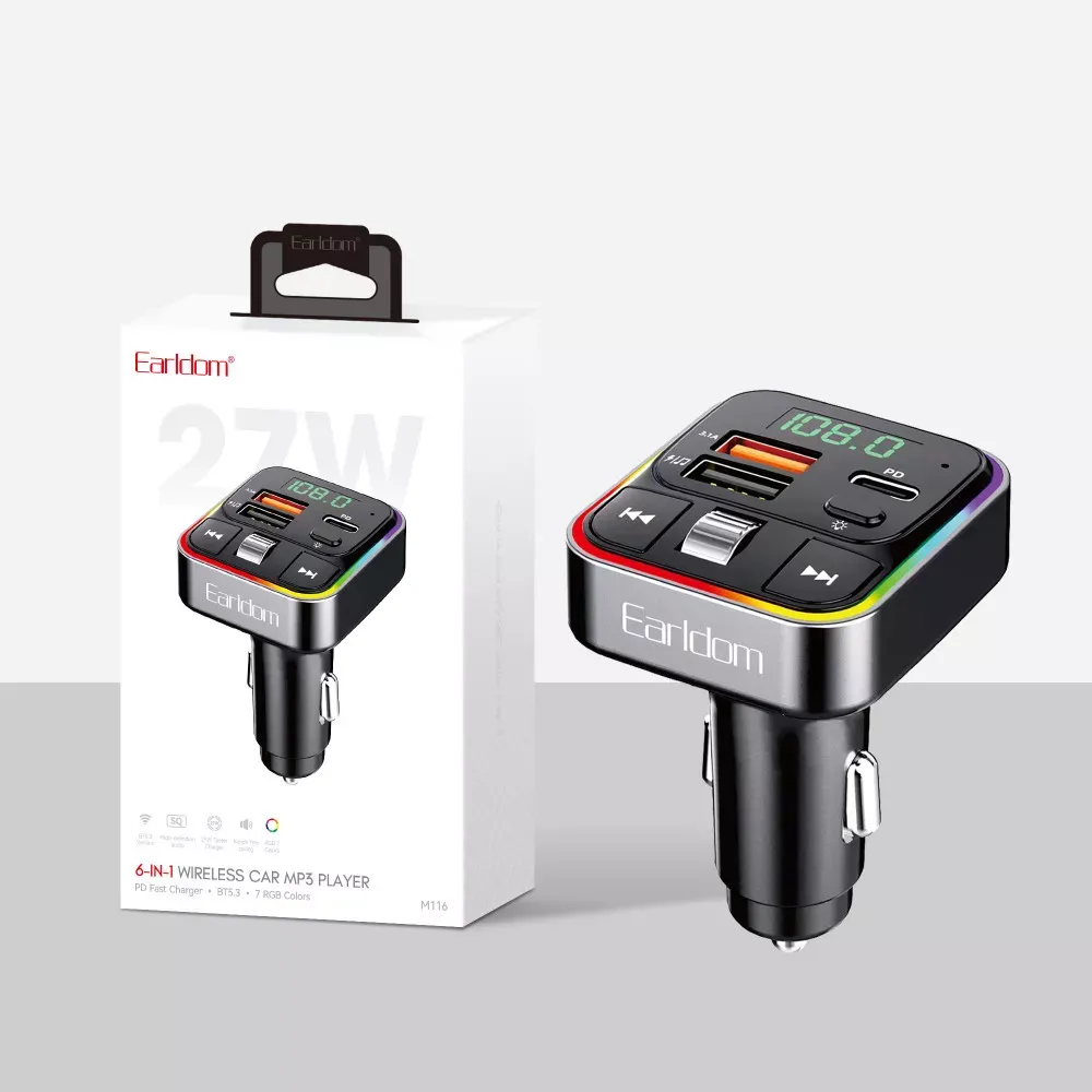Fm Modulator MP3 | Car Charger | 3.0A | 2U | 1C — Earldom ET-M116 — фото 3