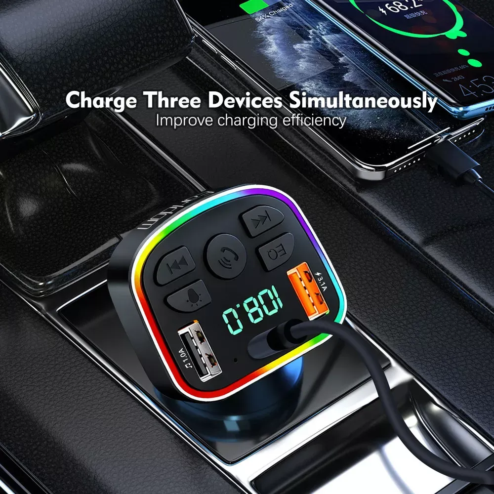Fm Modulator MP3 | Car Charger | 3.0A | 2U | 1C — Earldom ET-M117 — фото 6