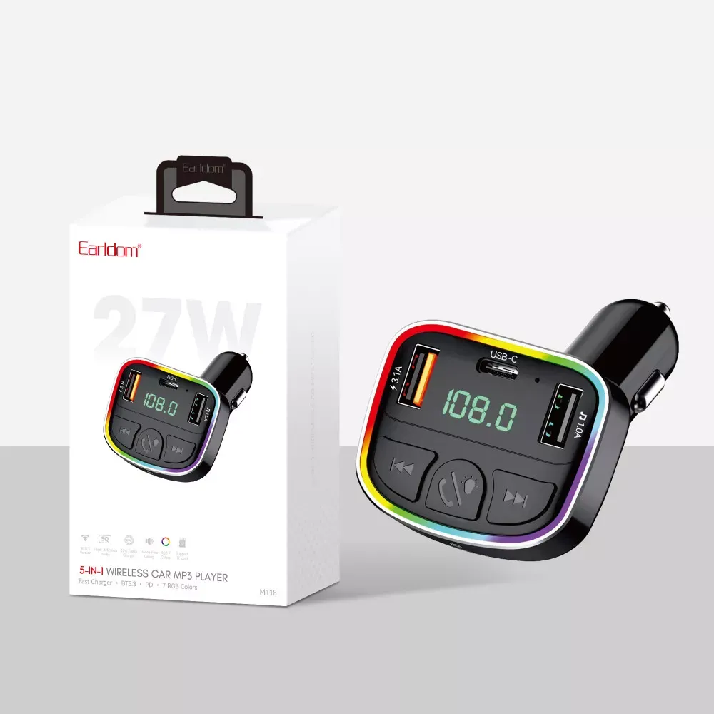 Fm Modulator MP3 | Car Charger | 3.0A | 2U | 1C — Earldom ET-M118 — фото 3