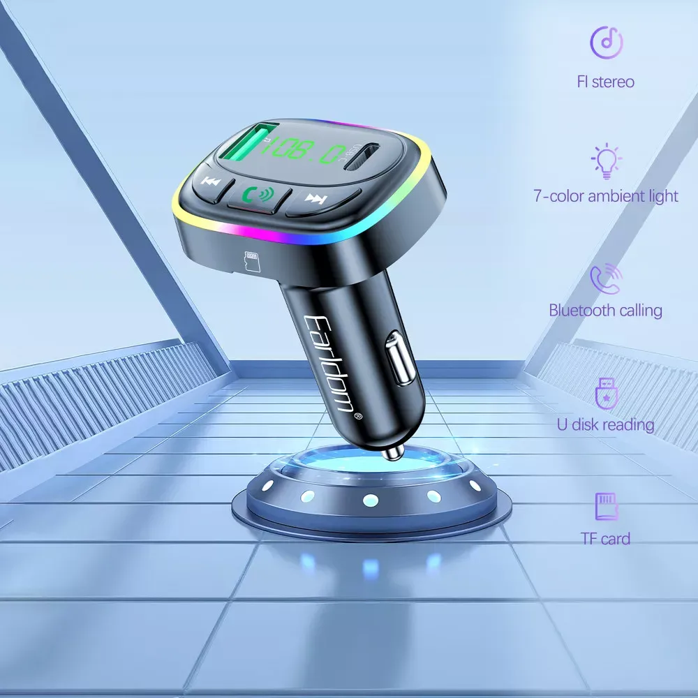Fm Modulator MP3 Car Charger 3.0A 1U 1C Earldom ET-M104 — фото 5