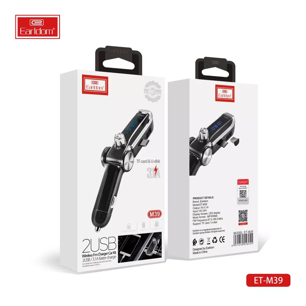 Fm Modulator MP3 Car Charger 3.1A 2U Earldom ET-M39 — фото 4
