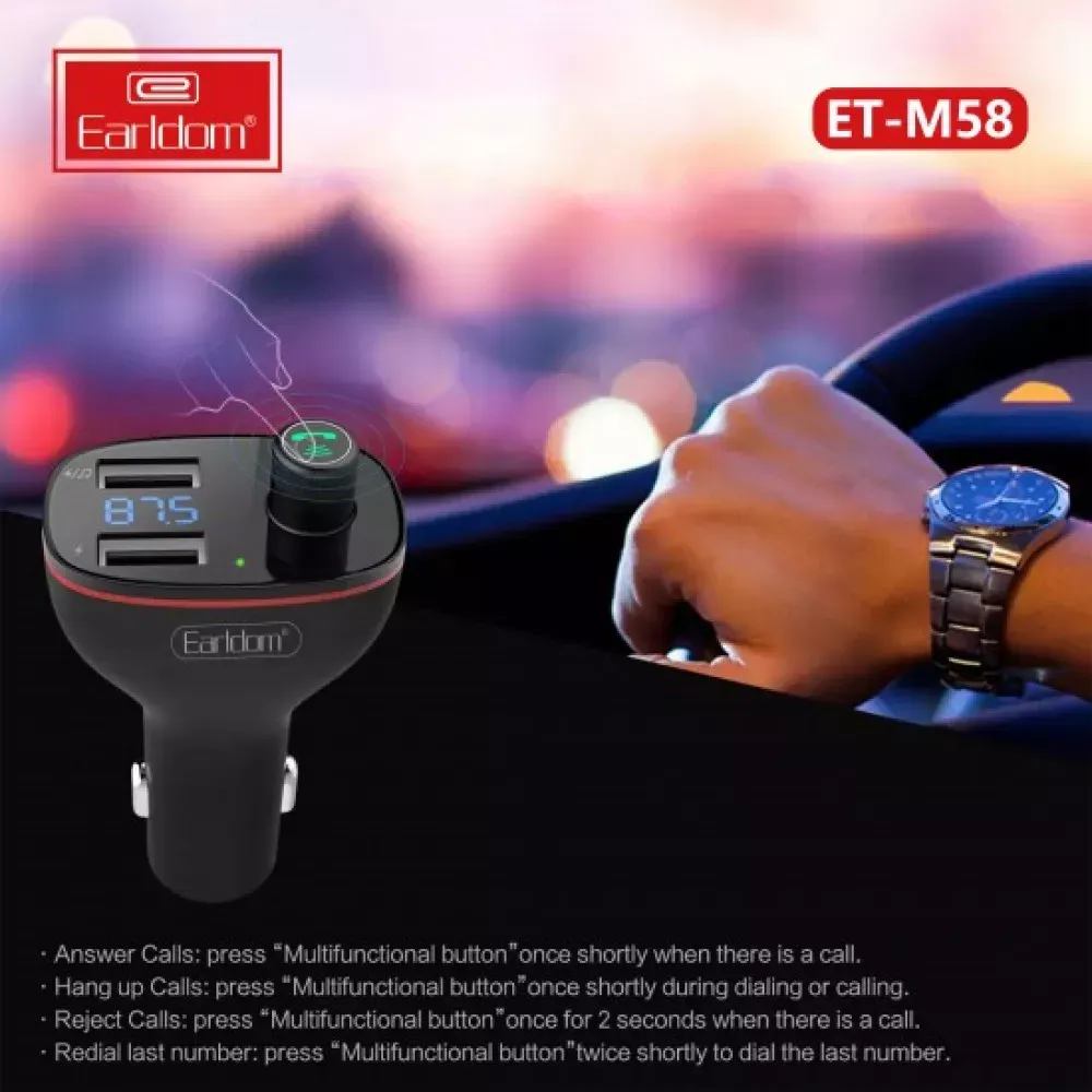 Fm Modulator MP3 | Car Charger | 2.0A | 2U — Earldom ET-M58 — фото 5