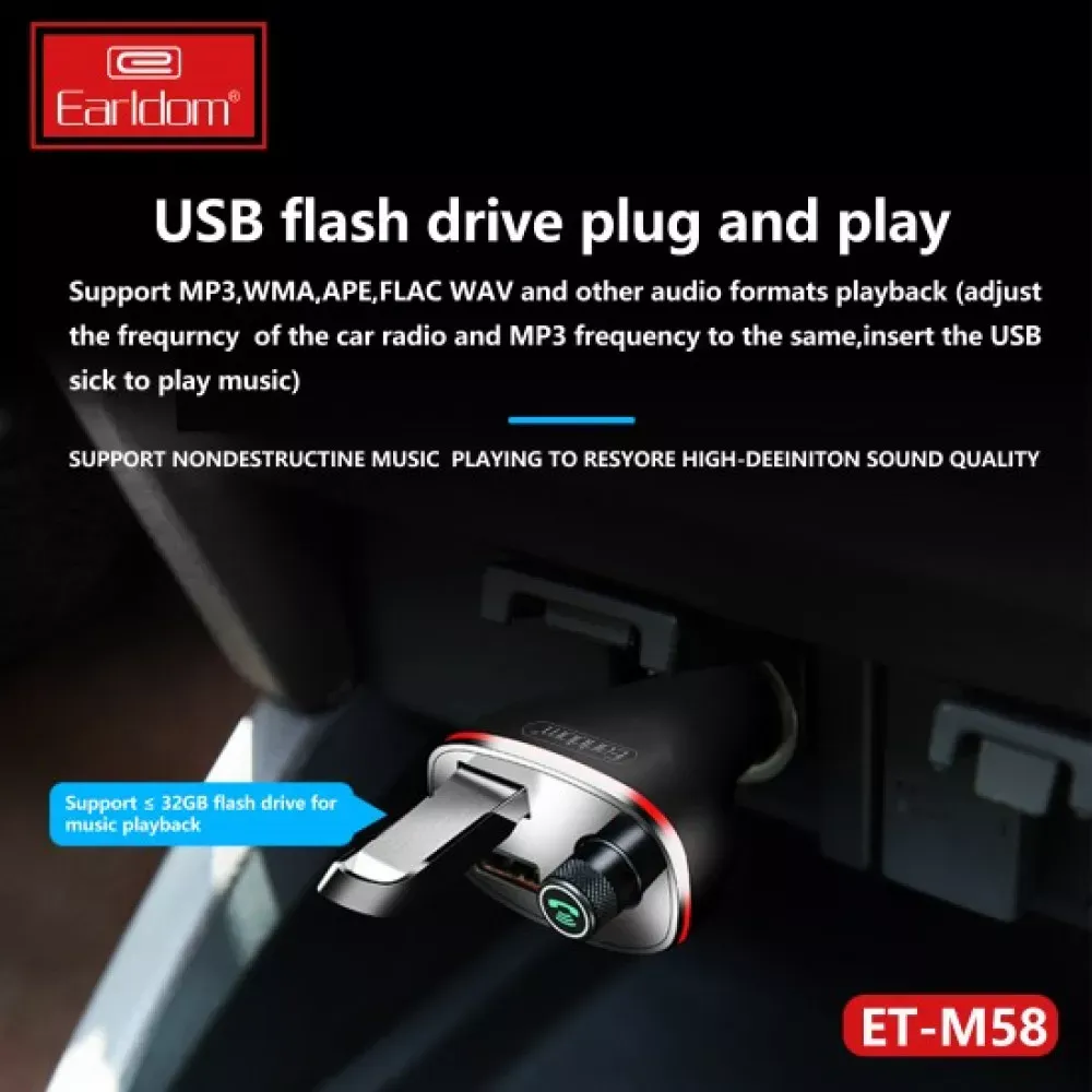 Fm Modulator MP3 | Car Charger | 2.0A | 2U — Earldom ET-M58 — фото 5