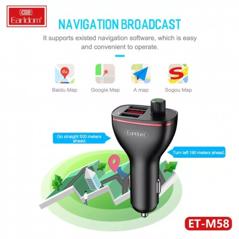 Fm Modulator MP3 | Car Charger | 2.0A | 2U — Earldom ET-M58 — фото 6