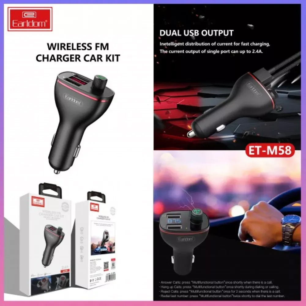 Fm Modulator MP3 | Car Charger | 2.0A | 2U — Earldom ET-M58 — фото 8