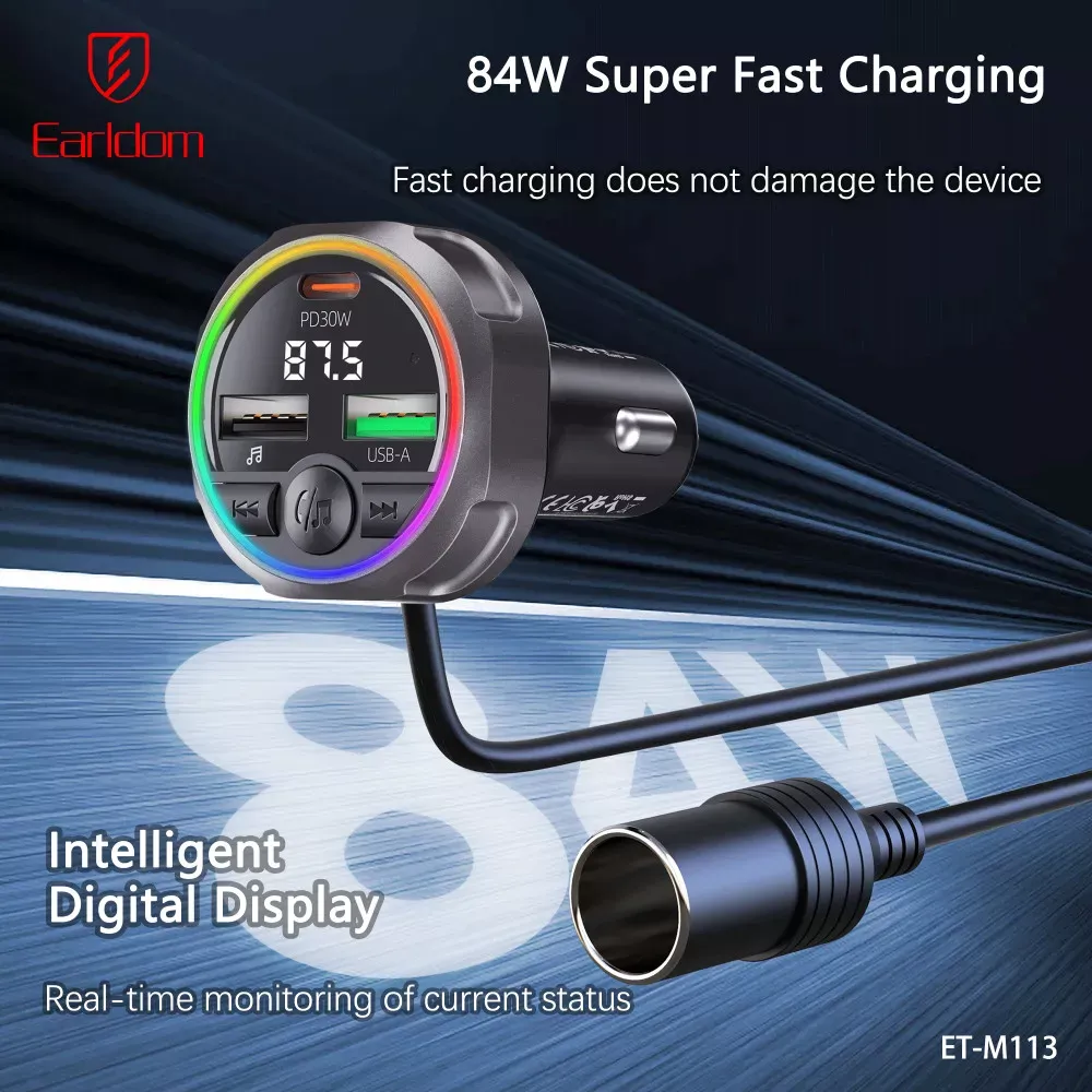 Fm Modulator MP3 | Car Charger | 3.0A | 2U | 1C — Earldom ET-M113 — фото 12