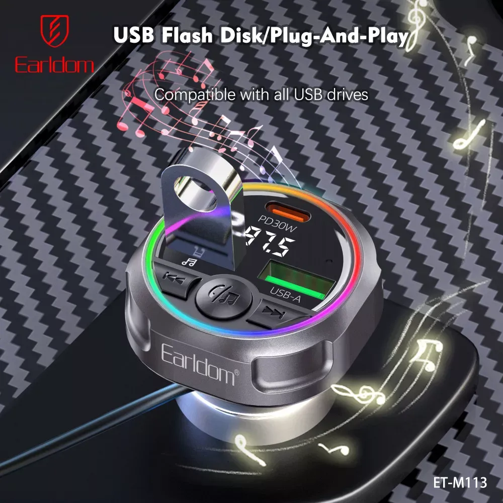 Fm Modulator MP3 | Car Charger | 3.0A | 2U | 1C — Earldom ET-M113 — фото 14
