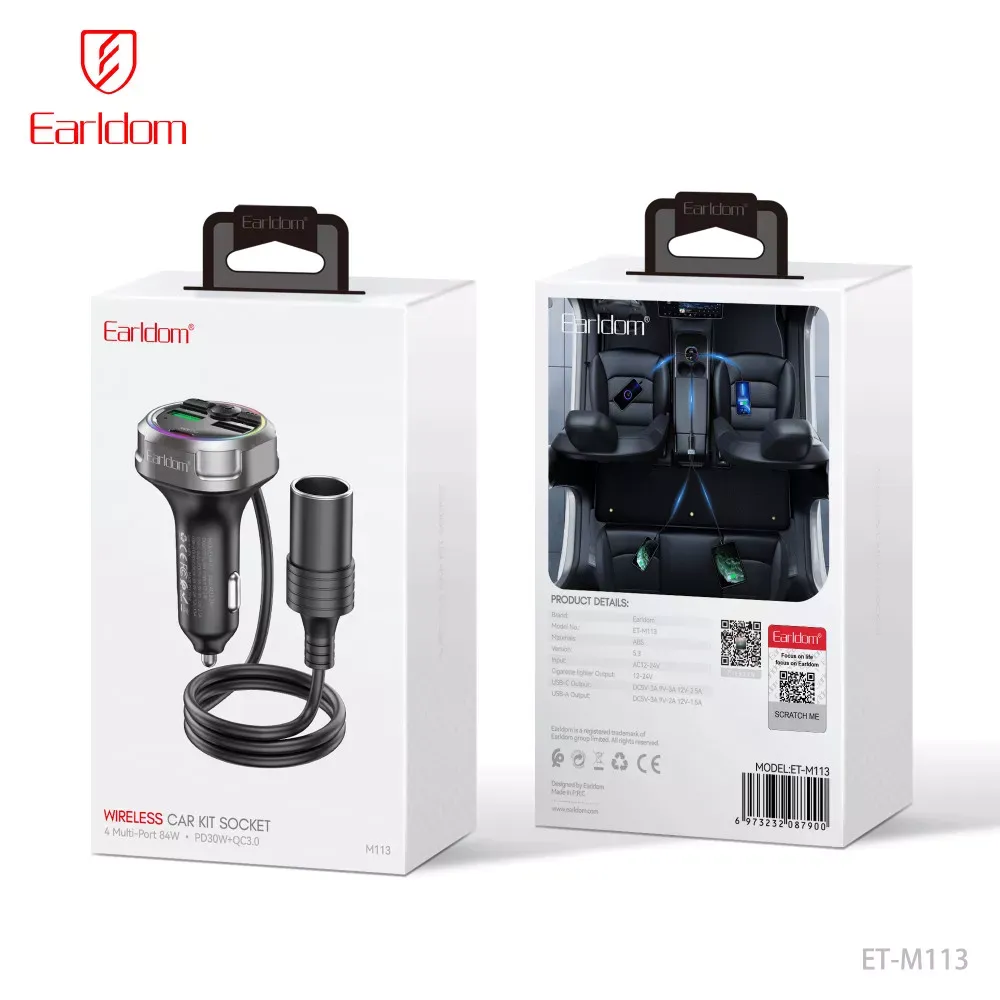 Fm Modulator MP3 | Car Charger | 3.0A | 2U | 1C — Earldom ET-M113 — фото 16