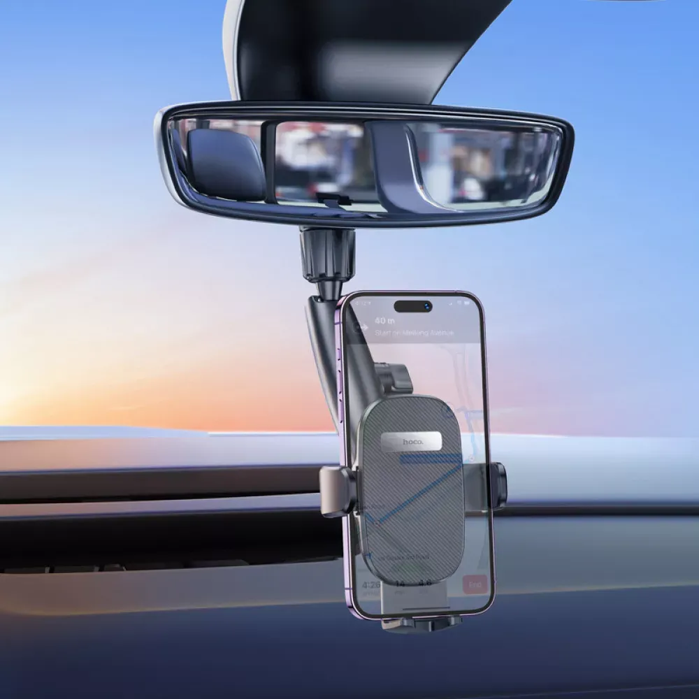 Car Holder Hoco H17 Waves rearview mirror — black — фото 6