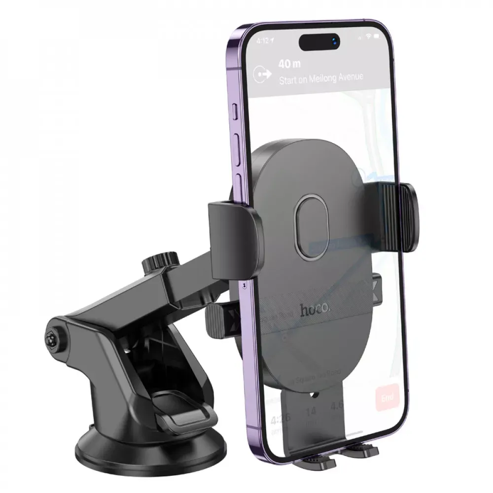 Car Holder Hoco H19 Mighty one-button — Black — фото 4