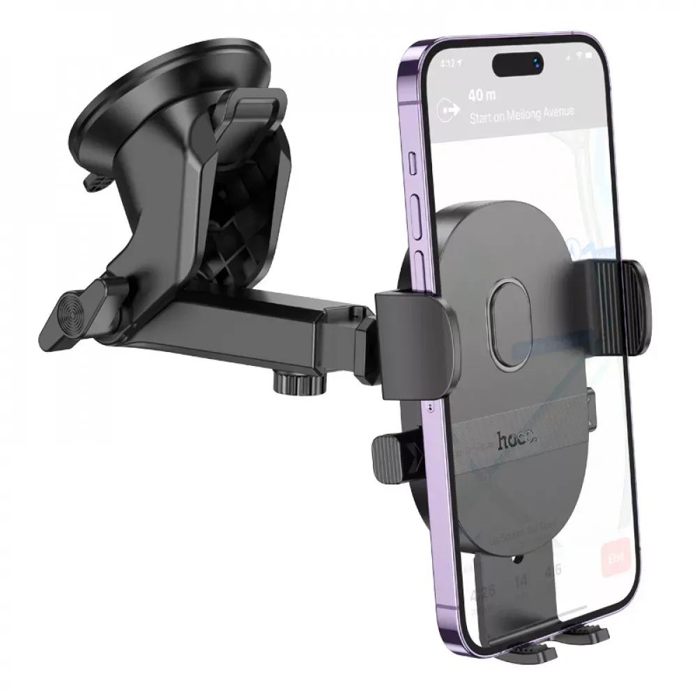 Car Holder Hoco H19 Mighty one-button — Black — фото 5