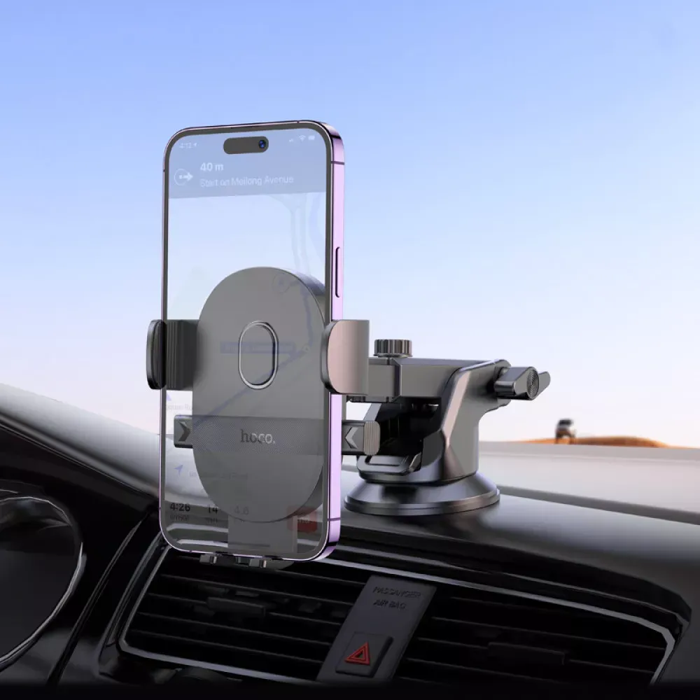 Car Holder Hoco H19 Mighty one-button — Black — фото 9