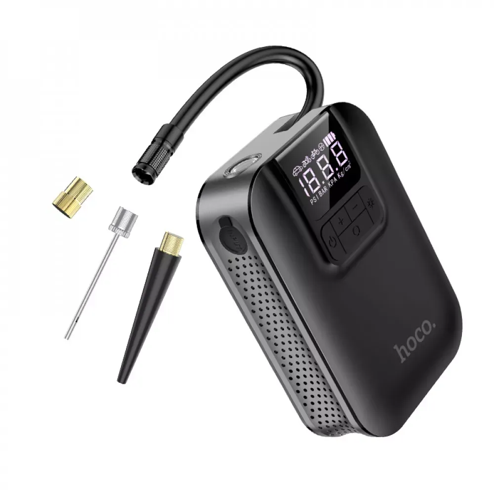 Air Pump Hoco S53 Breeze portable smart ( Battery - 5000 mAh ) — Black — Hoco