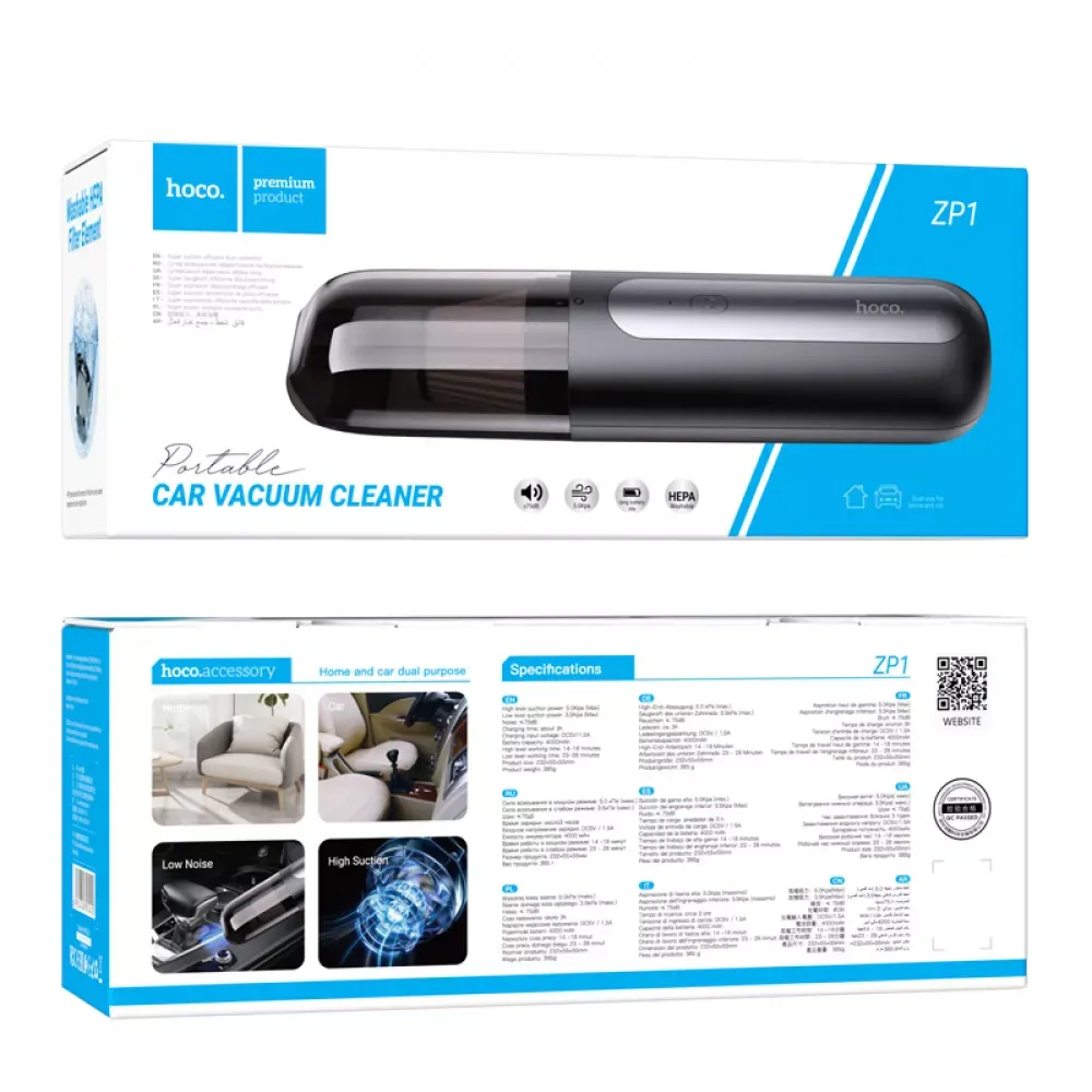 Car Vacuum Cleaner Hoco ZP1 Cool portable — black gray — фото 3
