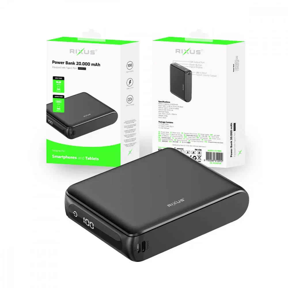 Power Bank 20000 mAh —Rixus RXPB25 Compact Digital Display — фото 3
