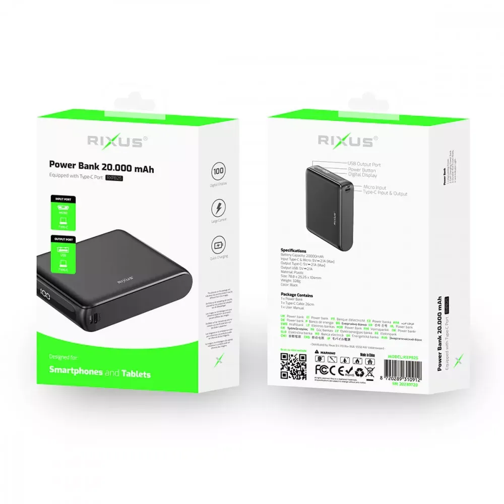 Power Bank 20000 mAh —Rixus RXPB25 Compact Digital Display — фото 5