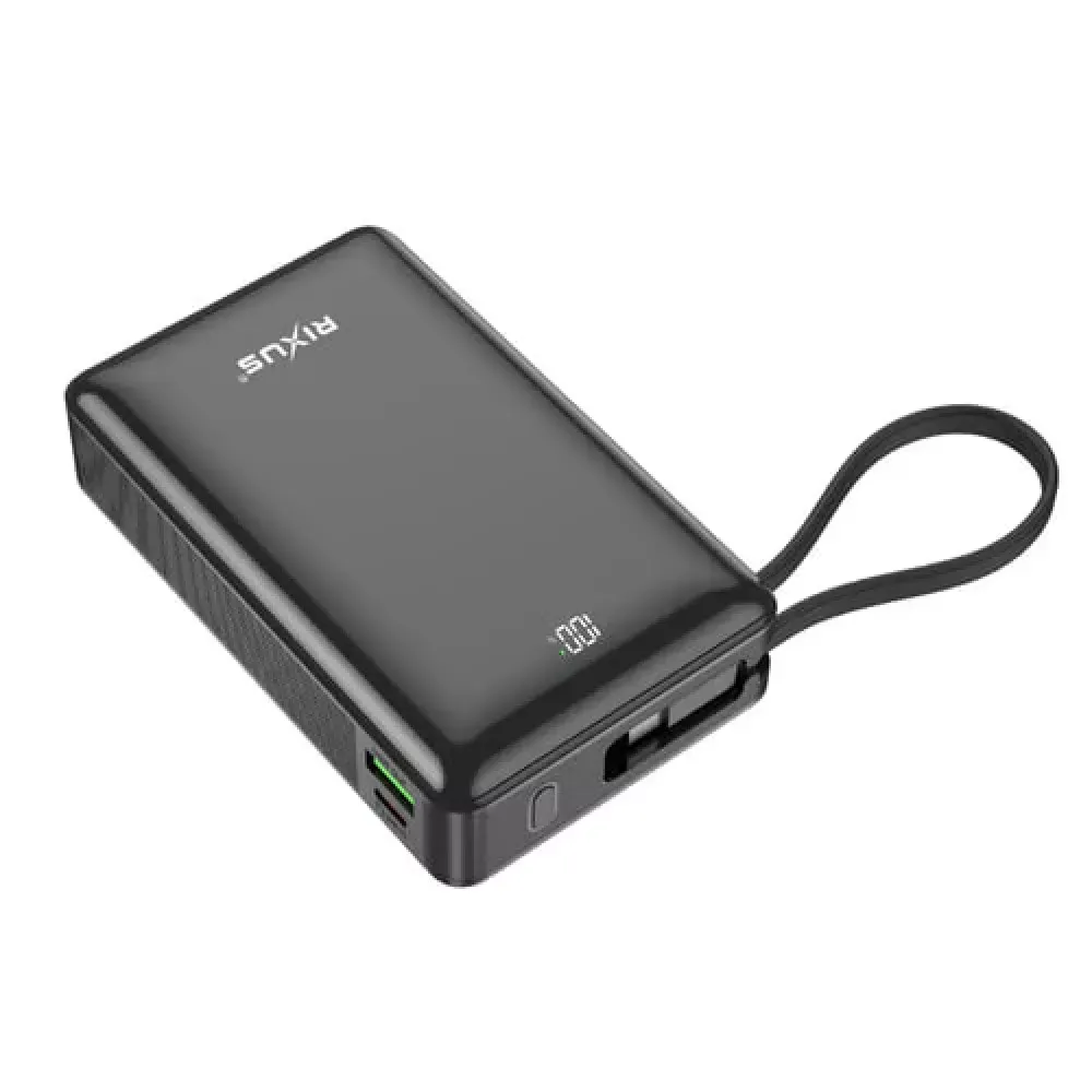 Power Bank 20000 mAh | 22.5W —Rixus RXPB02B With USB-C Cable Built-in — фото 5