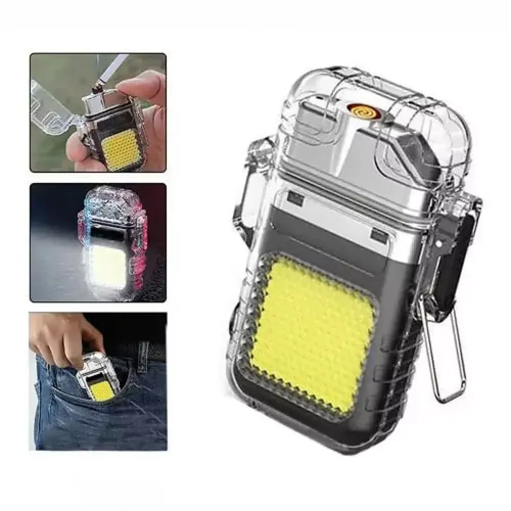 Фонарик-зажигалка — в водонепроницаемом корпусе 3 режима света 100% 50% быстрое мерцание — Различные