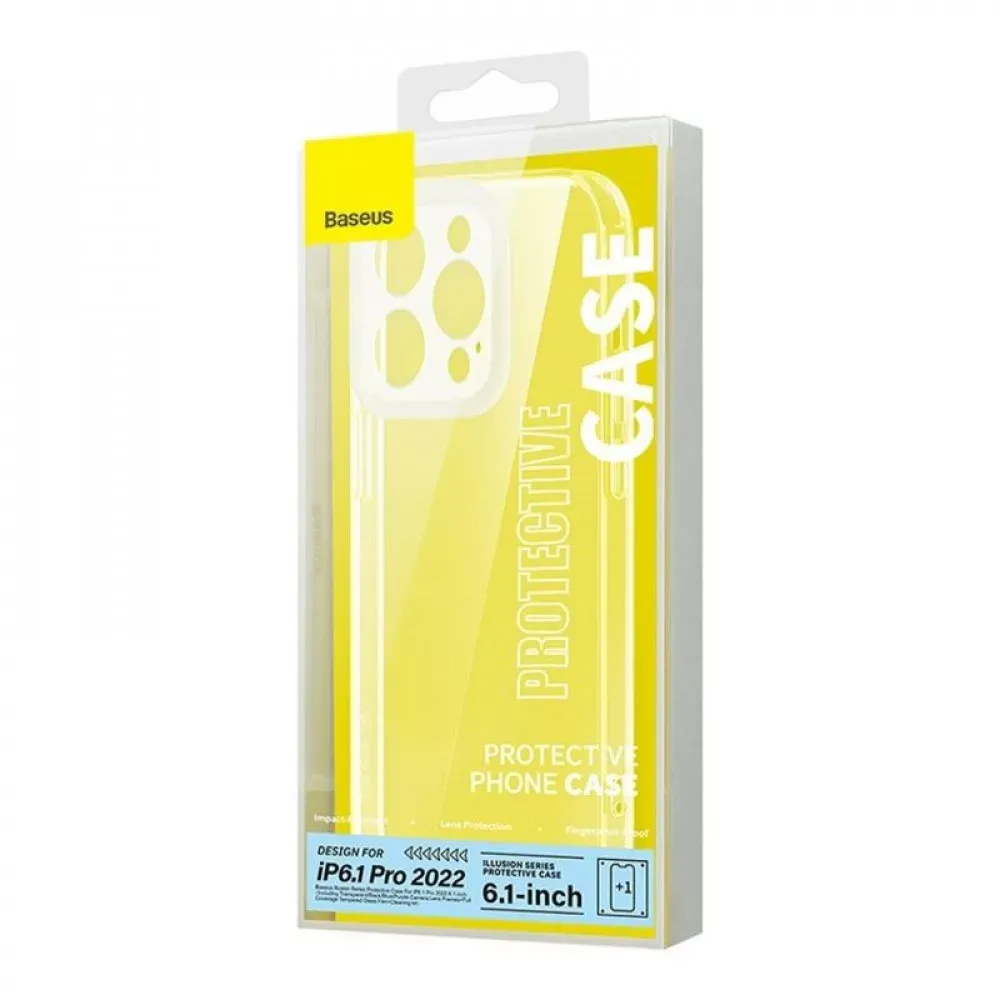 Baseus Illusion Series Protective Case for iP 14 Pro camera lens frames and full tempered glass screen Clear — фото 3